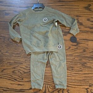 Kids Olive Patterned Sweatshirt and Joggers Set